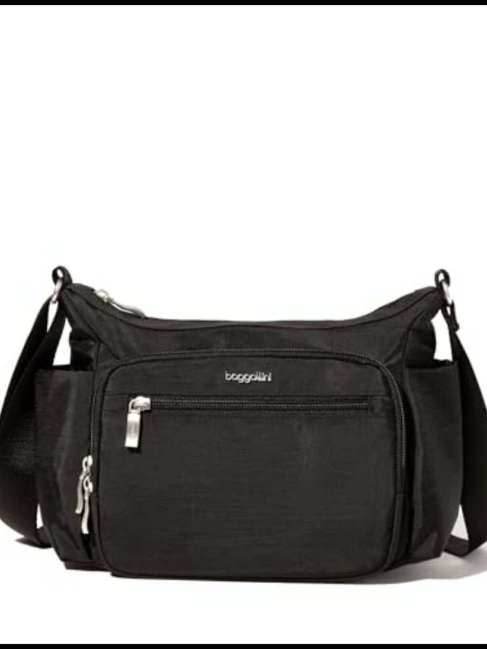 Nylon RFID Crossbody Hobo Bag with Side Pockets Adjustable Strap